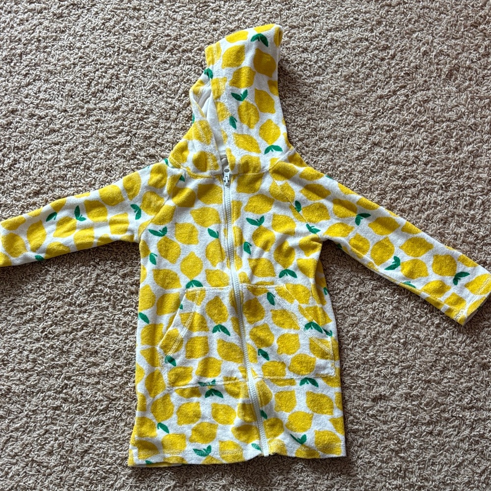 Hanna Andersson Yellow Lemon Hooded Kids Swim Coverup